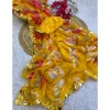 Yellow Mirror Work Floral Print Georgette Saree