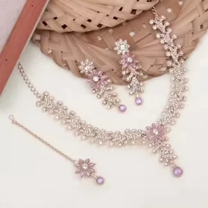 Lavender Floral American Diamond Set