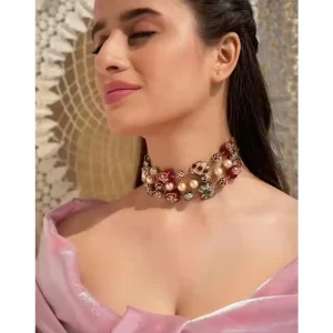 Kundan Pearl Multi-Color Choker Set