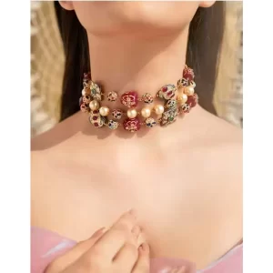 Kundan Pearl Multi-Color Choker Set