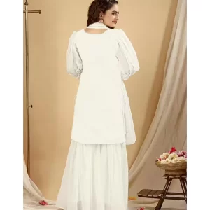 White Embroidered Sharara Set