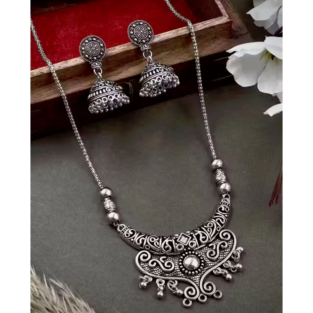 Antique Silver Oxidised Jewellery Set