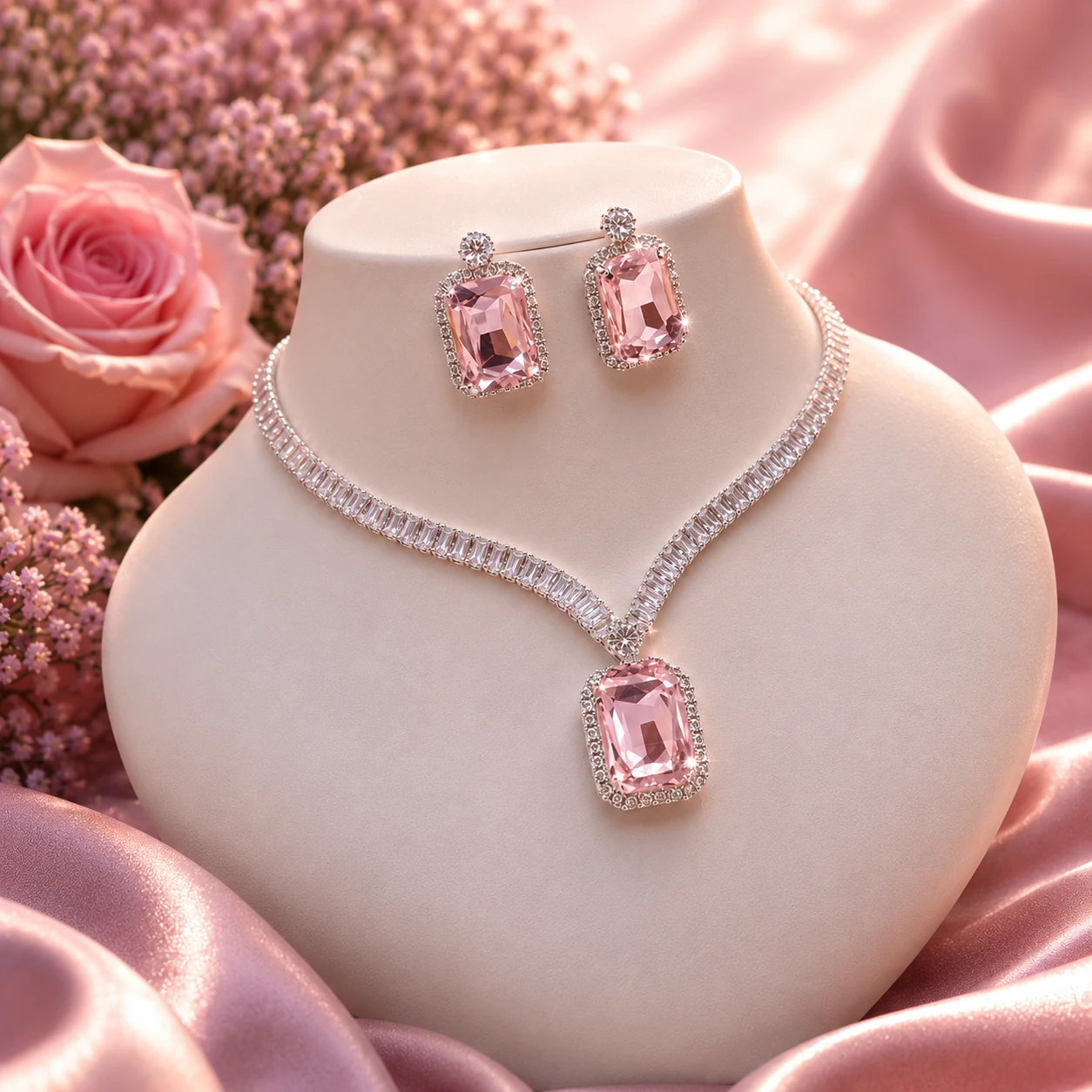 Blush Pink Radiance American Diamond Set